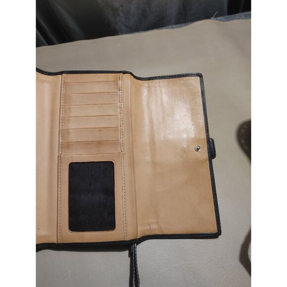 Coach Black Genuine Leather Wallet Card Slots ID Window - Picture 6 of 11